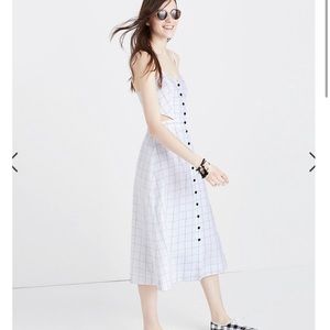 Madewell windowpane cutout cami midi dress